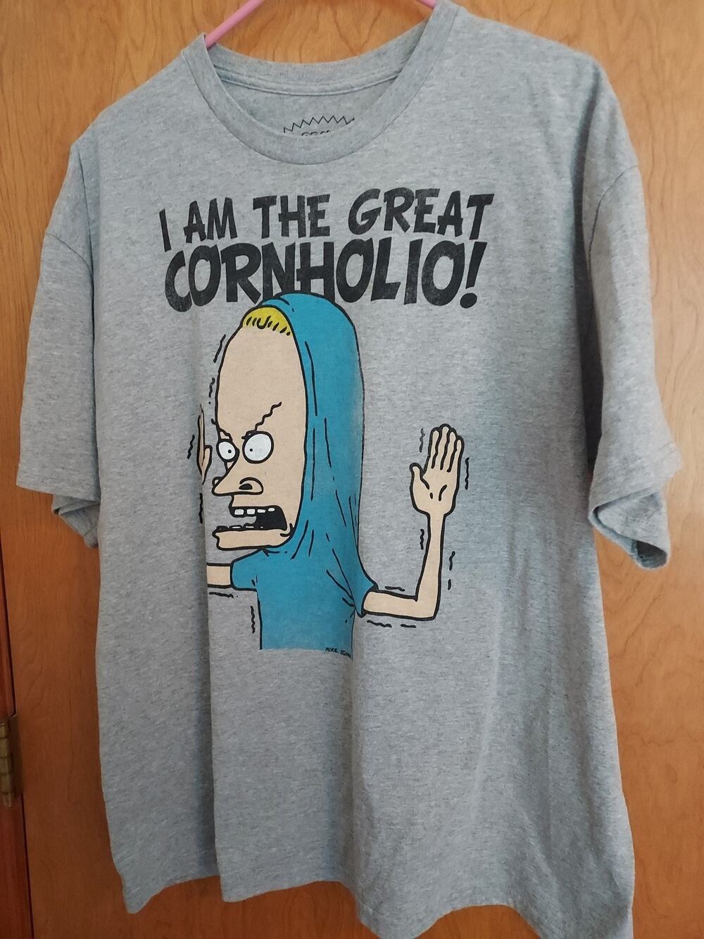 MTV Men's T-shirt Beavis and Butthead size XL I am The Great Cornholio Gray EUC